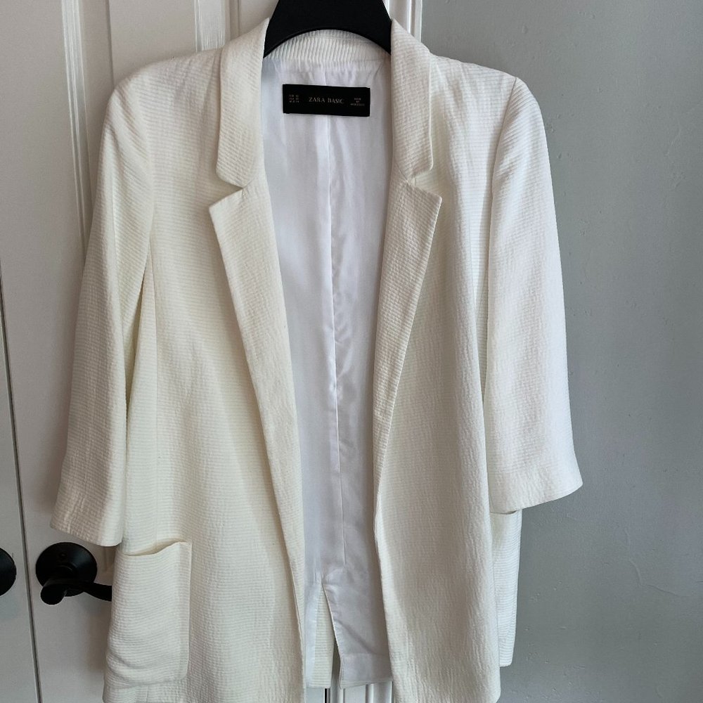 Zara Basic Slouchy Creamy White Blazer XS